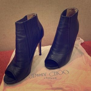 Jimmy Choo Peep toe Leather booties